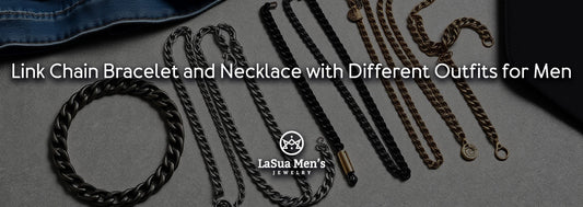 Link Chain Bracelet and Necklace with Different Outfits for Men