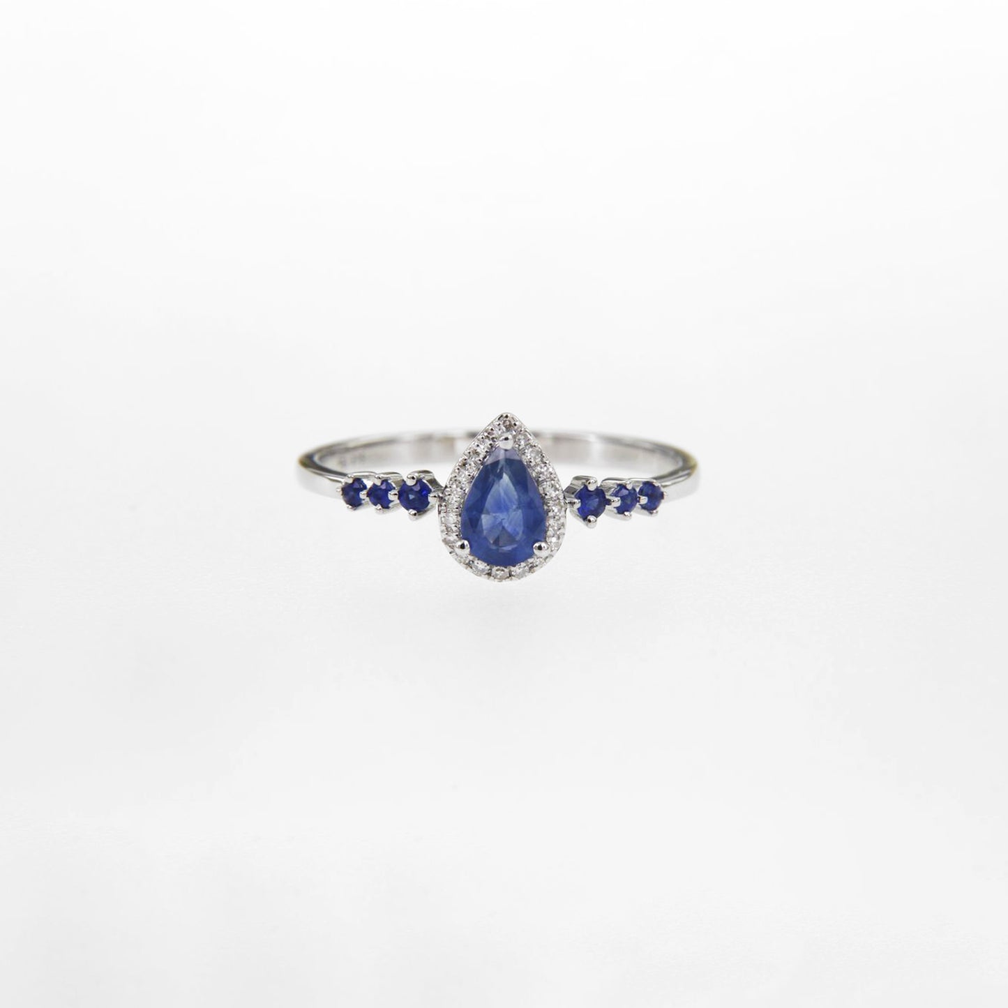 Pear Sapphire Halo Ring