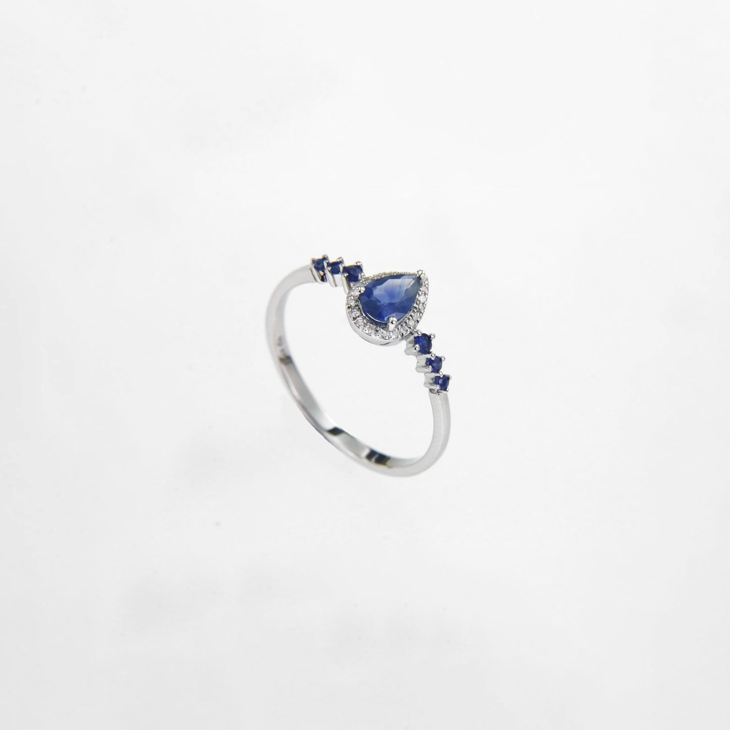 Pear Sapphire Halo Ring