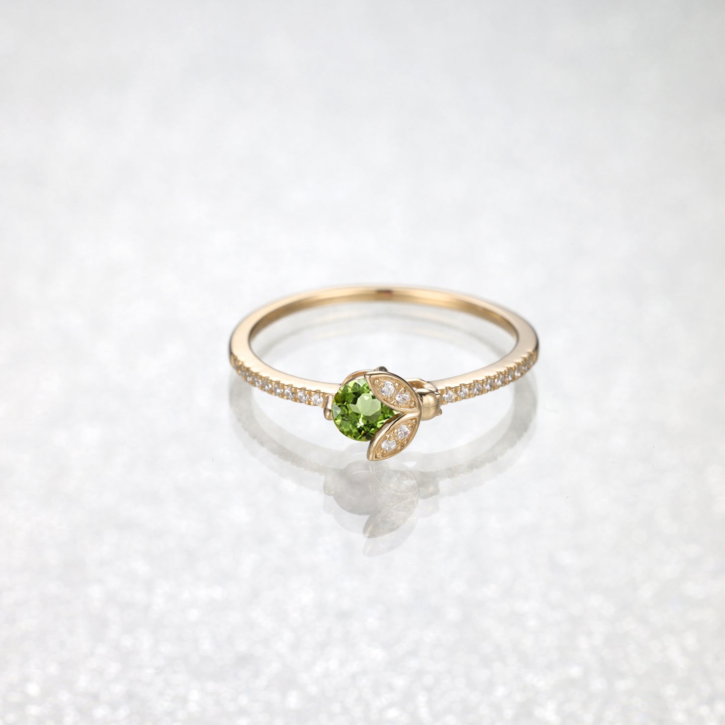 Peridot Ladybird Diamond Ring