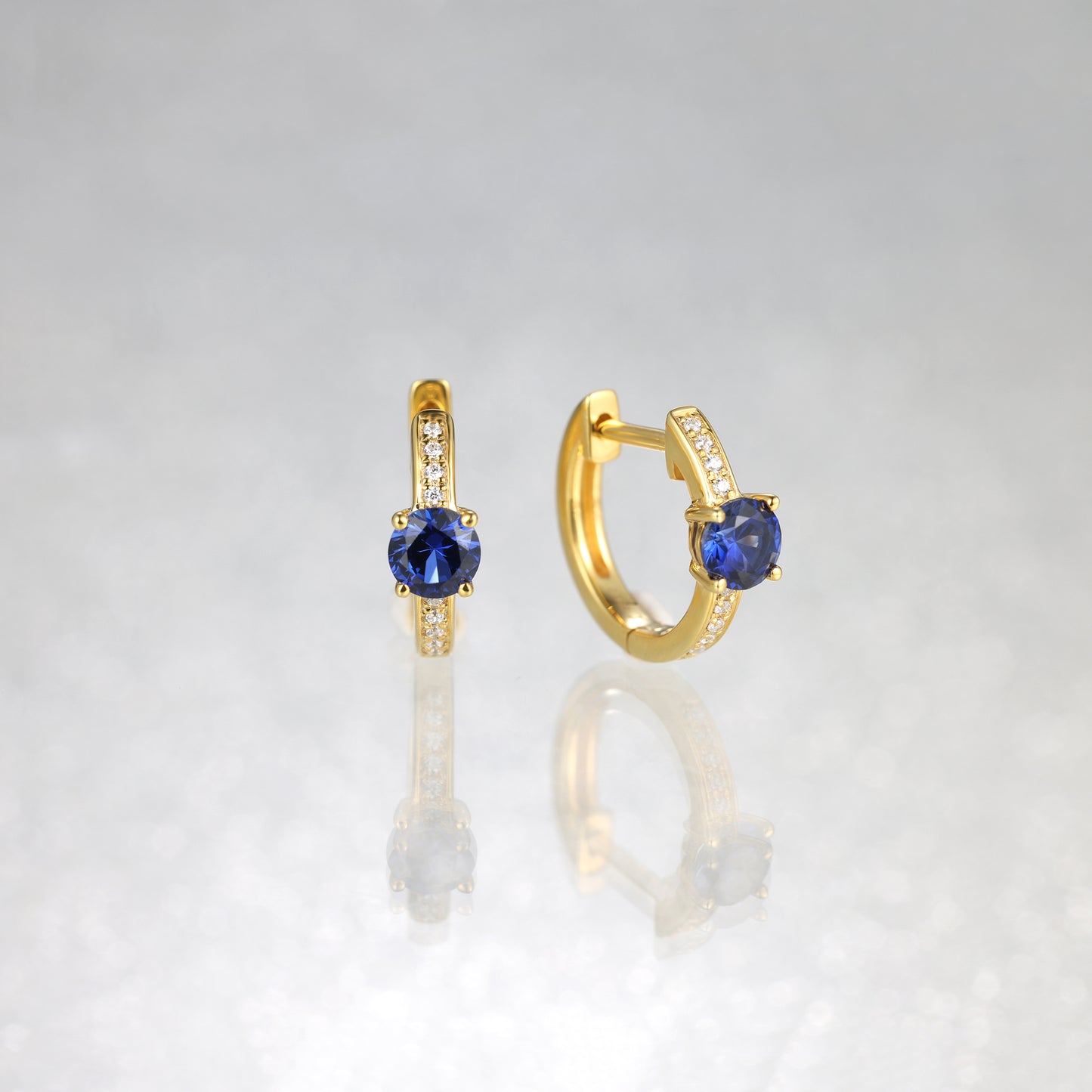 Round Sapphire Hoop Earrings