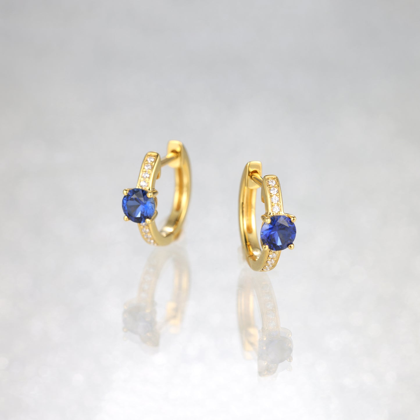 Round Sapphire Hoop Earrings