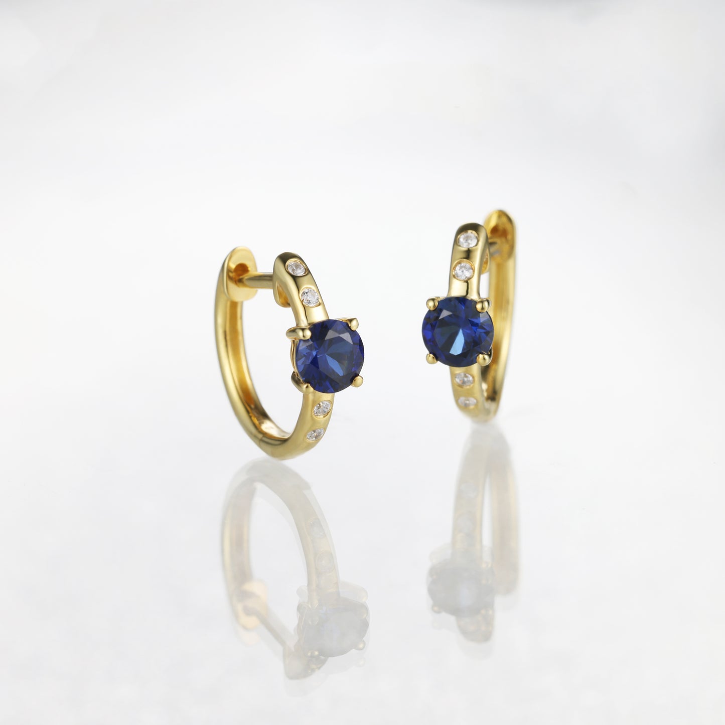 Sapphire Diamond Huggie Earrings