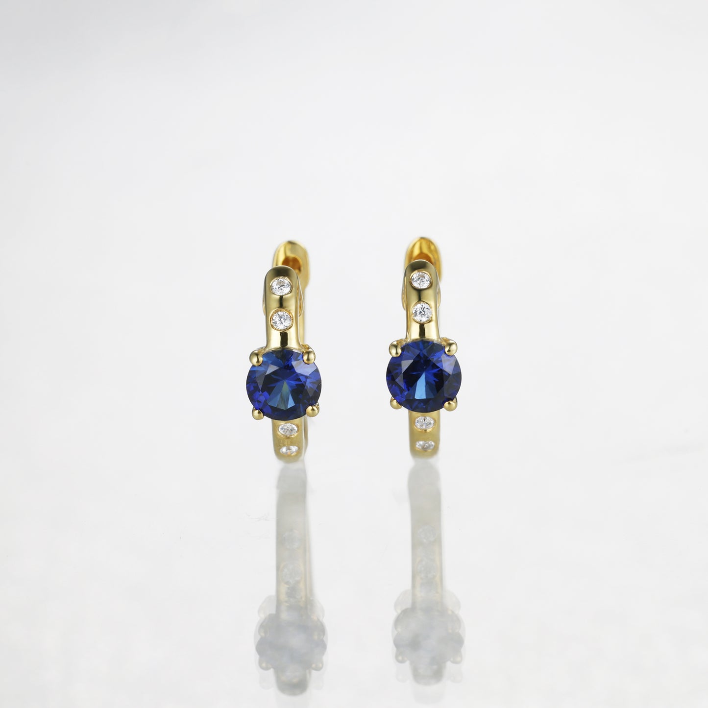 Sapphire Diamond Huggie Earrings