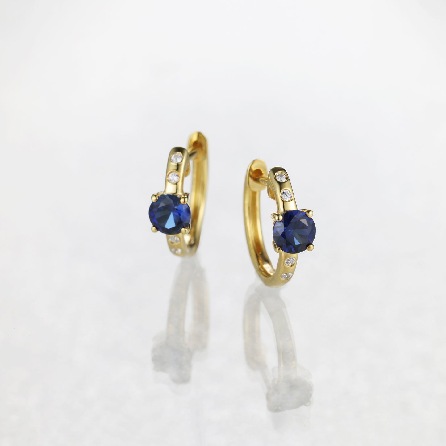 Sapphire Diamond Huggie Earrings