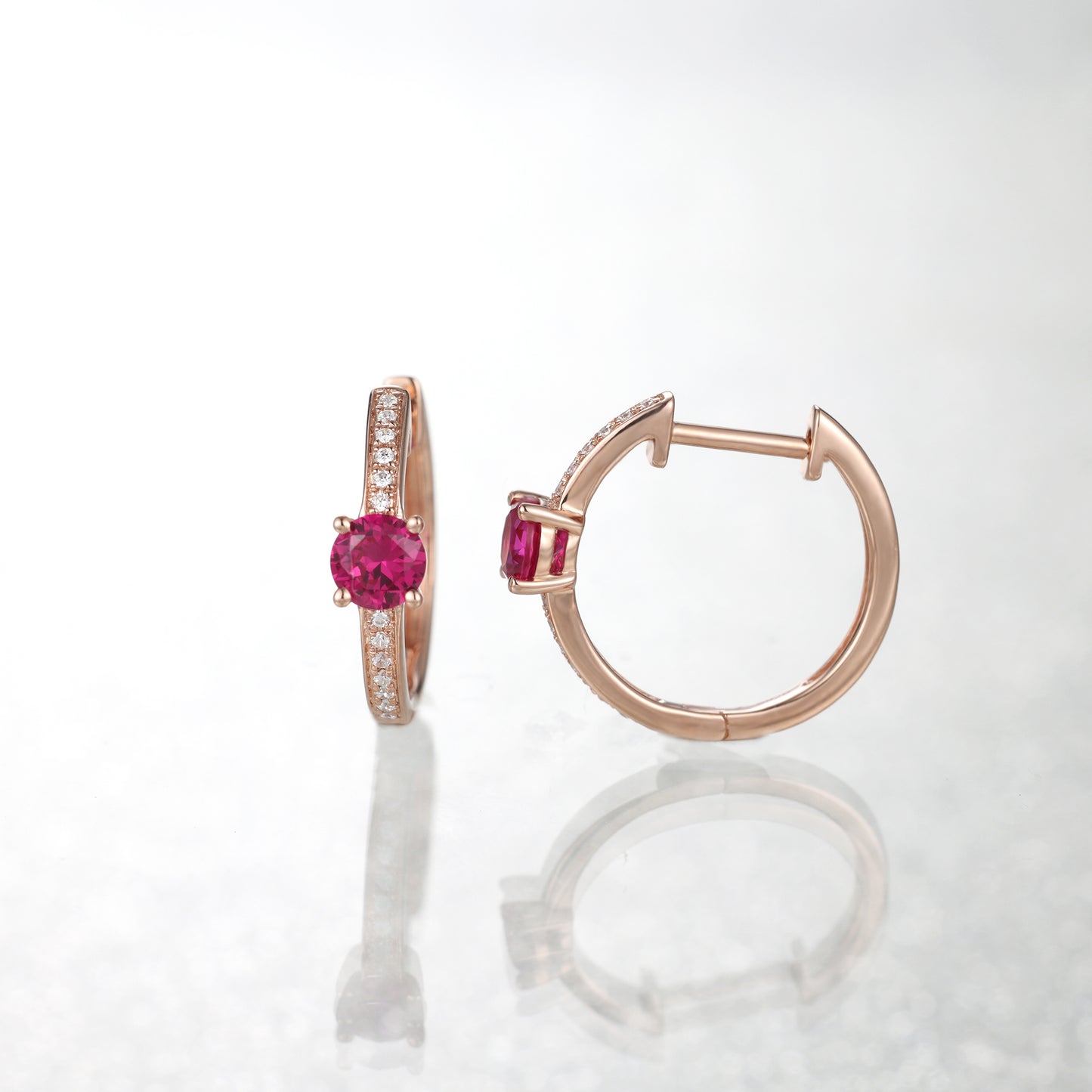 Ruby Diamond Hoop Earrings