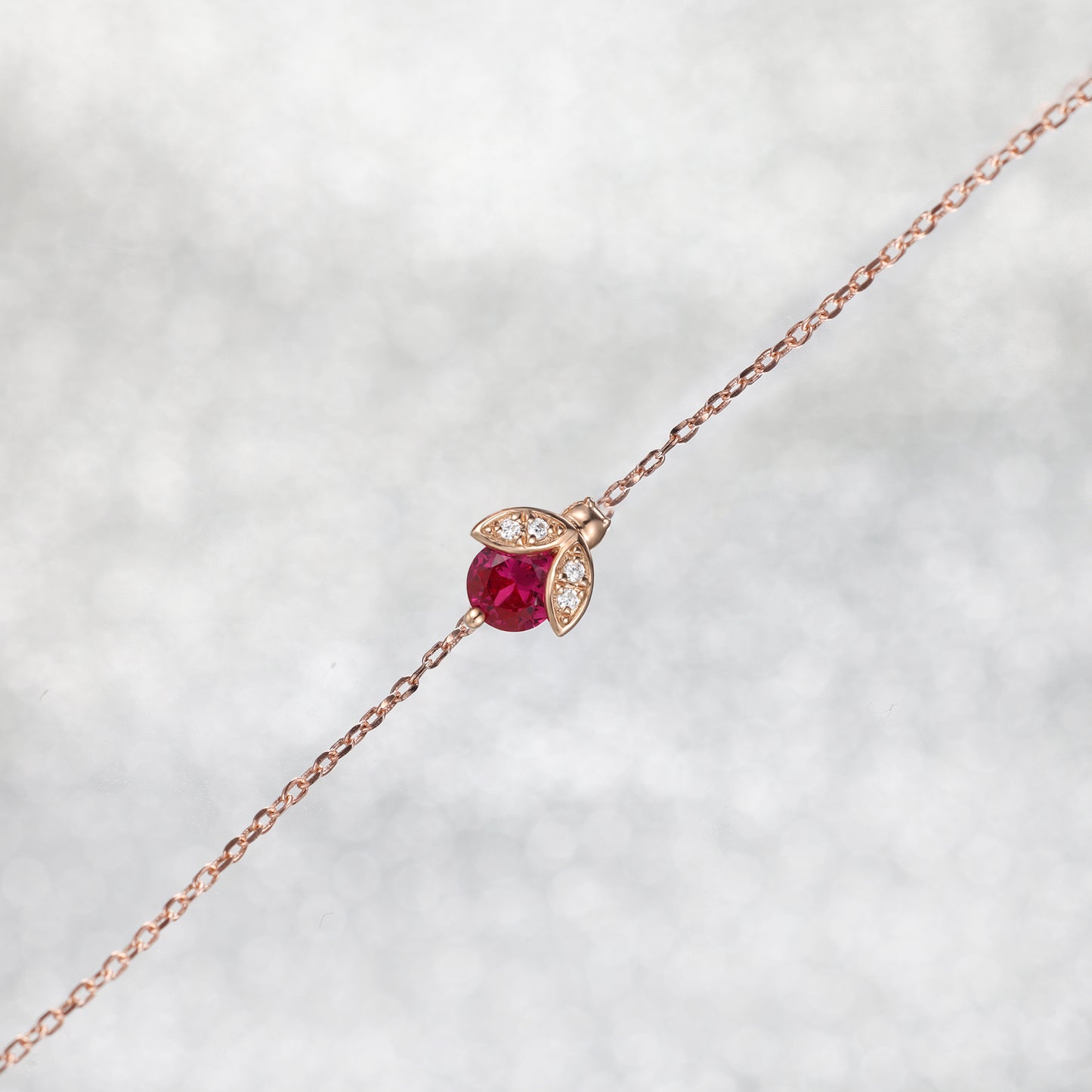 Ladybug Ruby Silver Bracelet