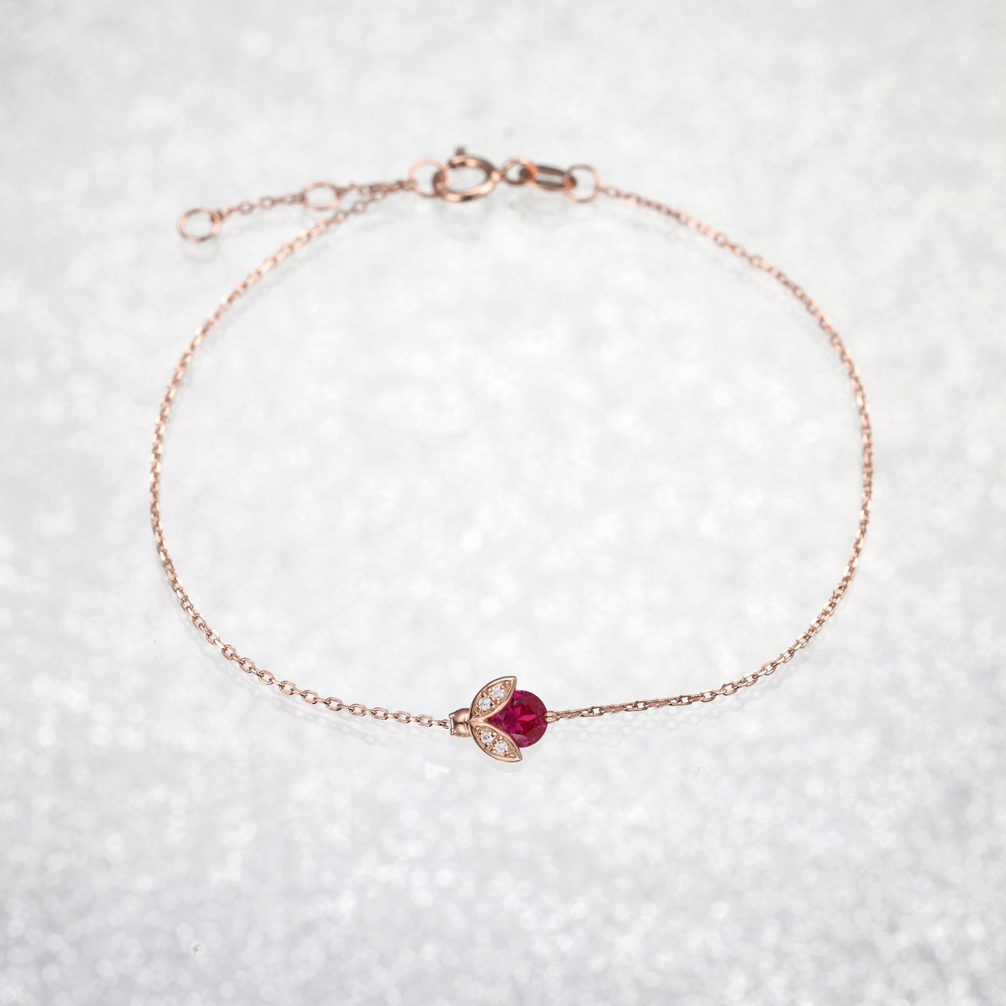 Ladybug Ruby Silver Bracelet