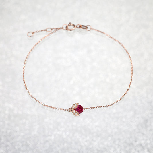 Ladybug Ruby Silver Bracelet
