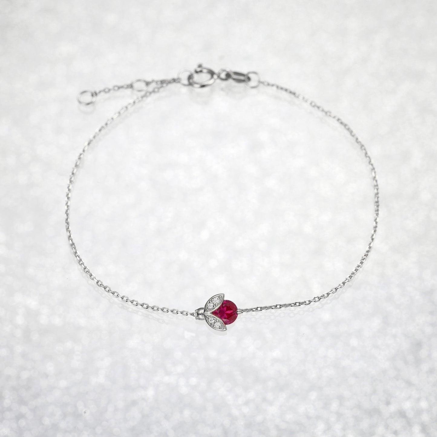 Ladybug Ruby Silver Bracelet