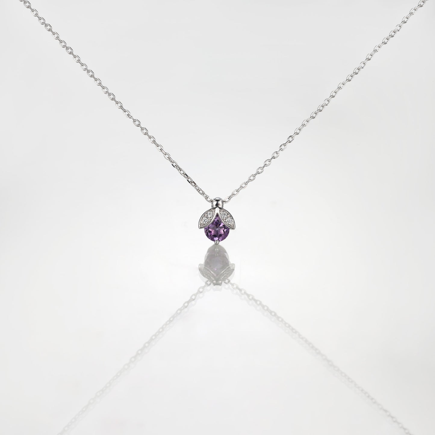 Ladybug Amethyst Diamond Necklace