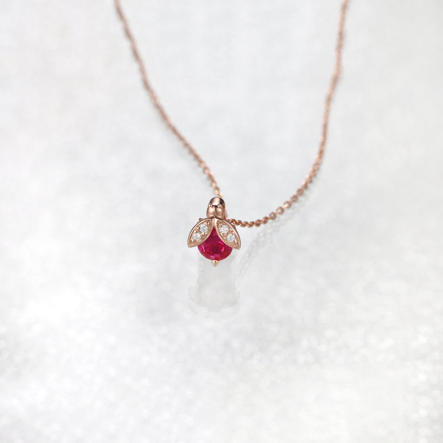 Ladybug Ruby Silver Necklace