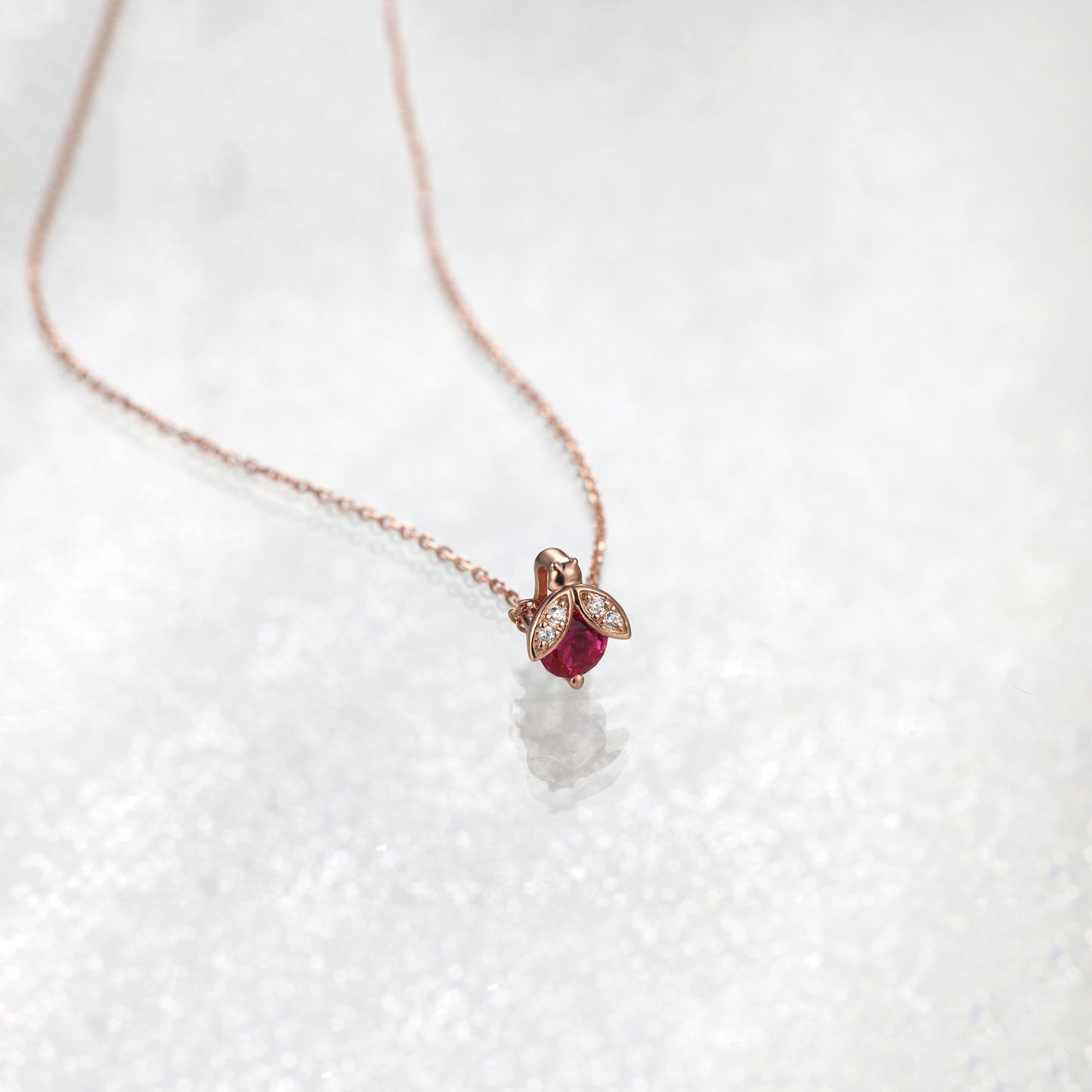 Ladybug Ruby Diamond Necklace