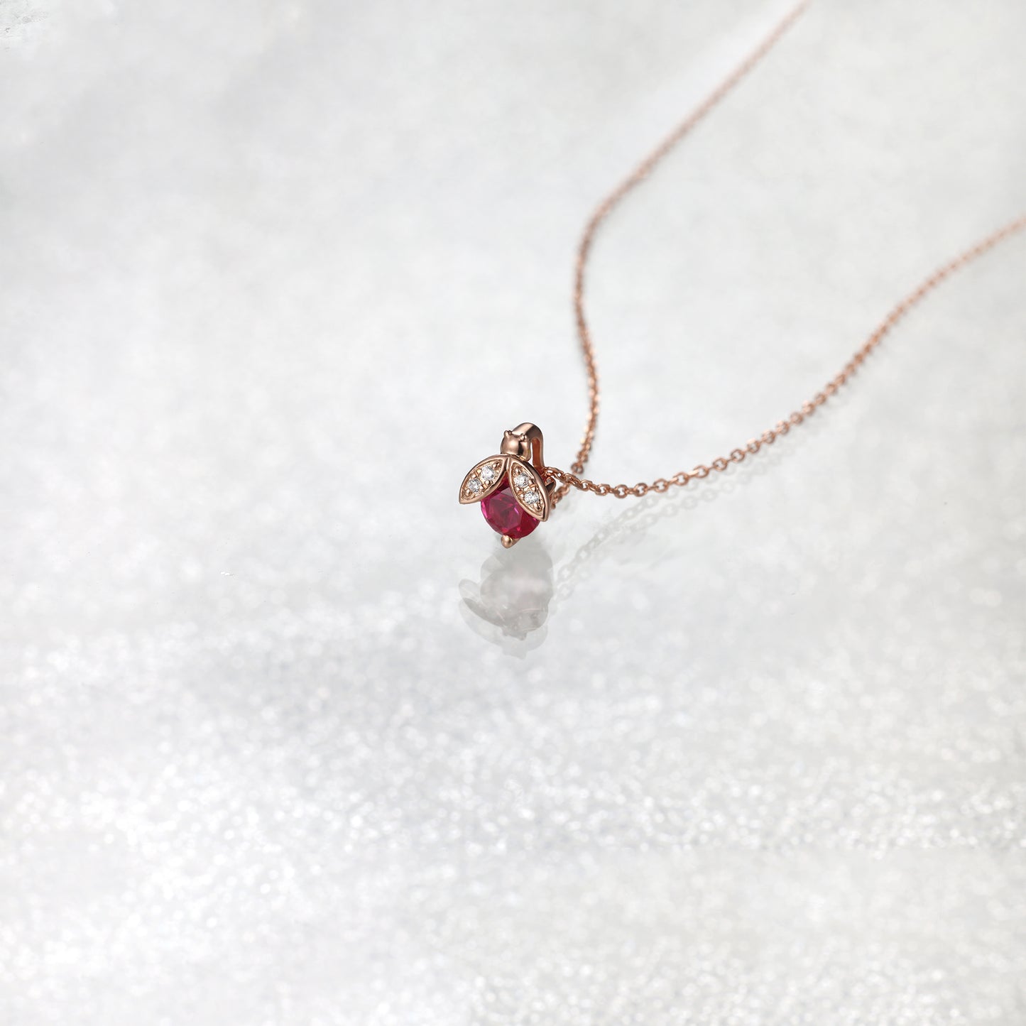 Ladybug Ruby Diamond Necklace
