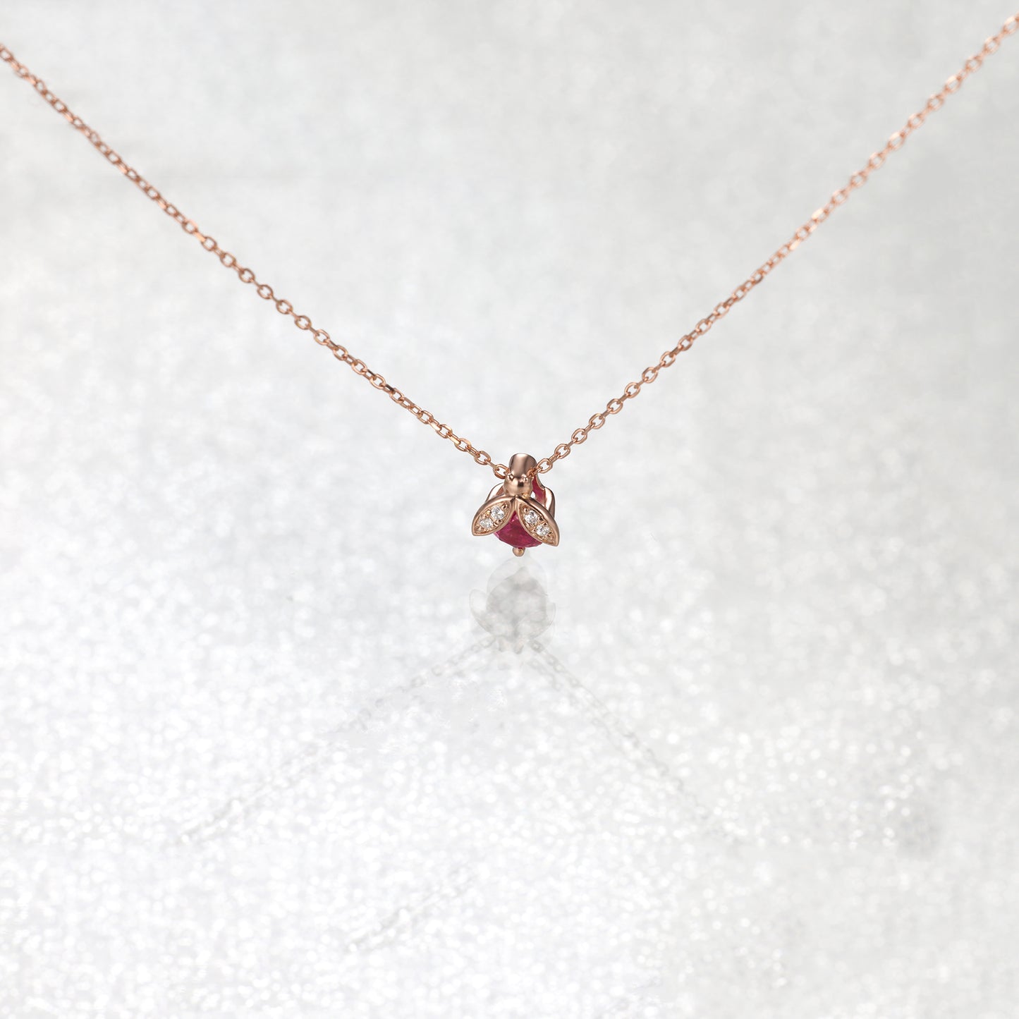 Ladybug Ruby Silver Necklace
