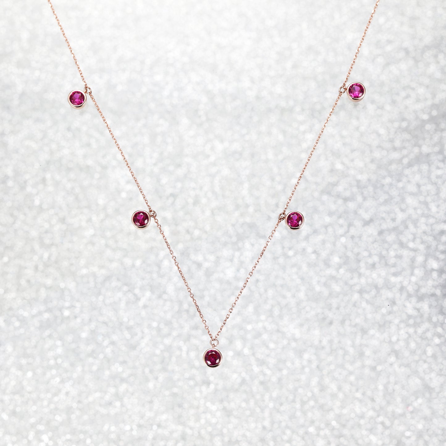 Round Ruby Charm Choker Necklace