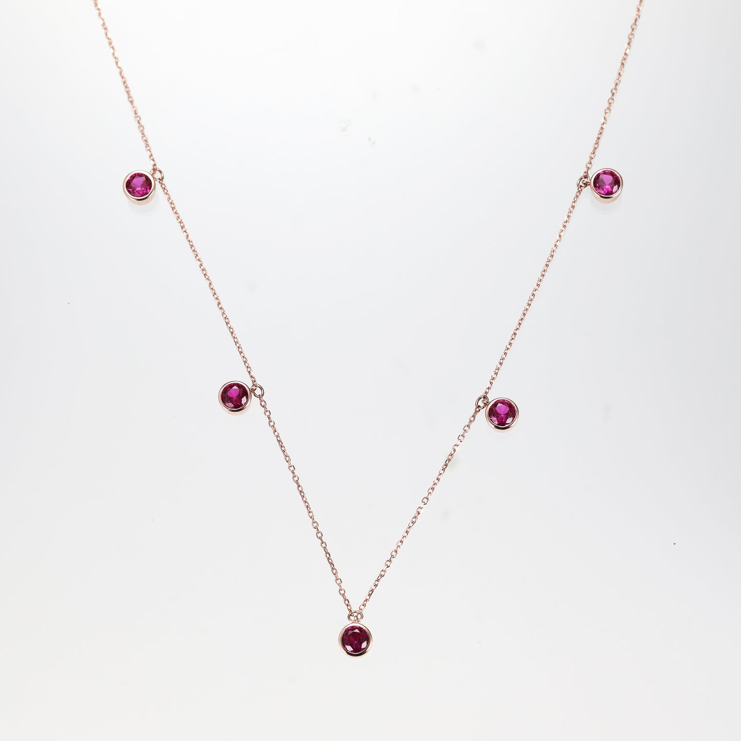 Round Ruby Charm Choker Necklace