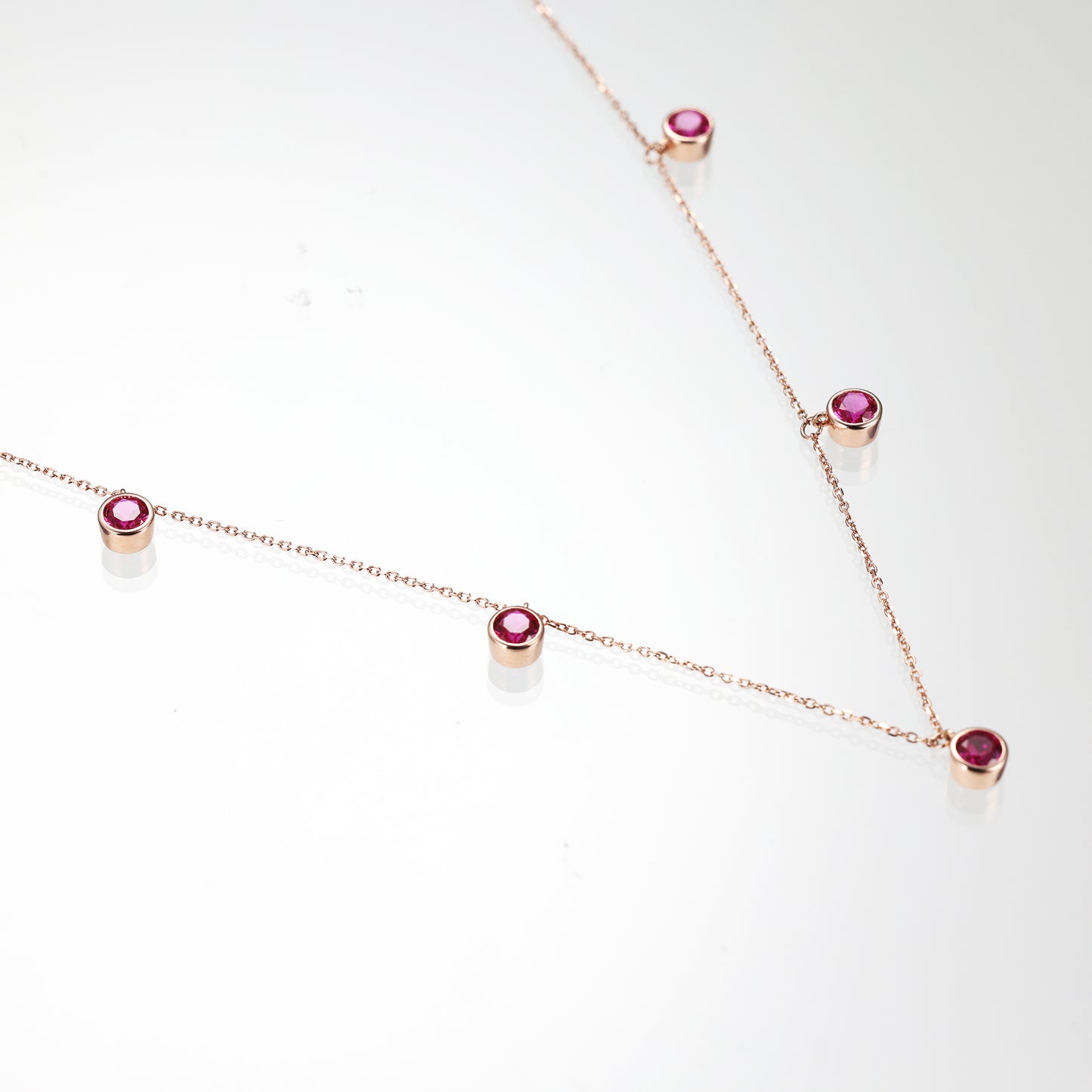 Round Ruby Charm Choker Necklace