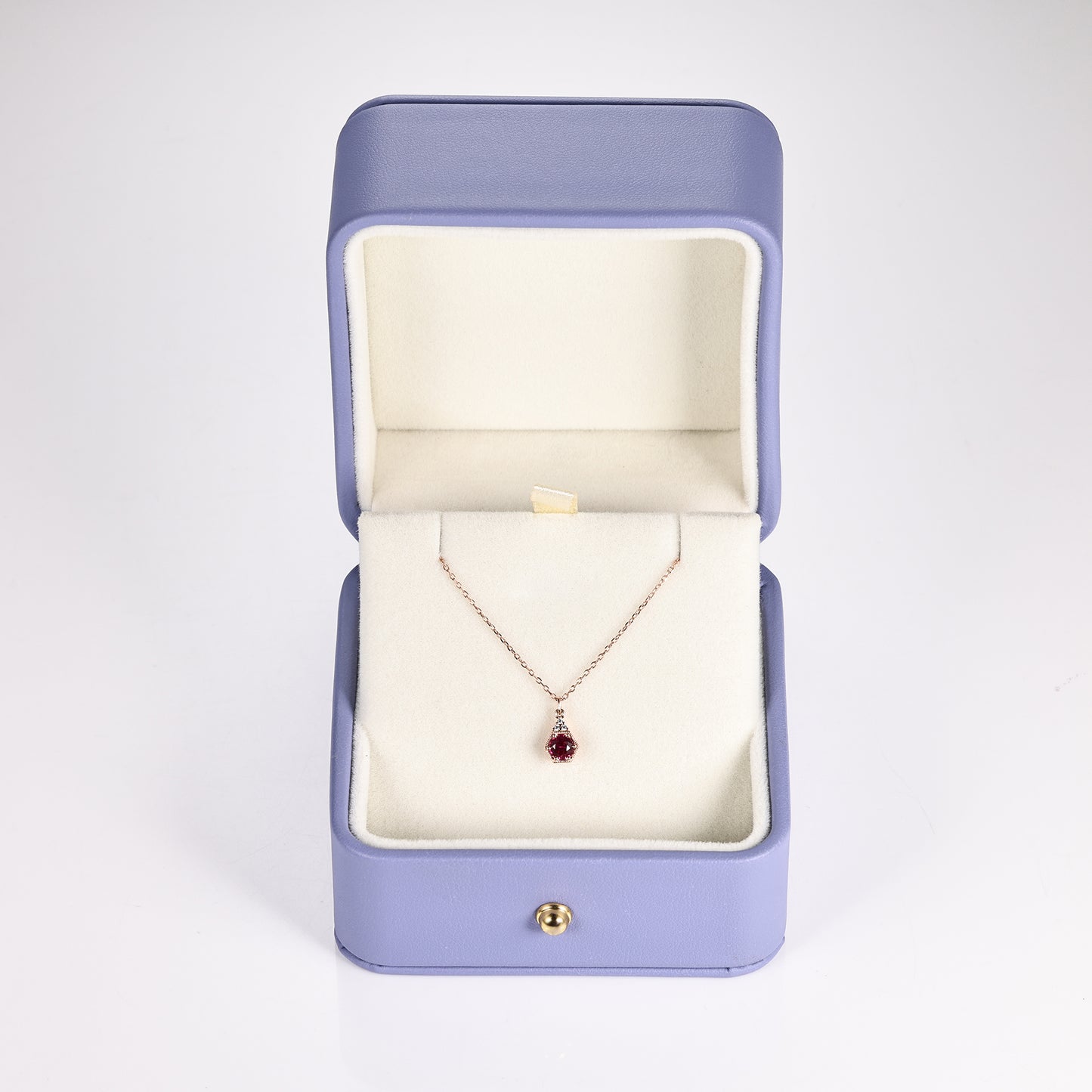 Silver Ruby Hexagon Necklace