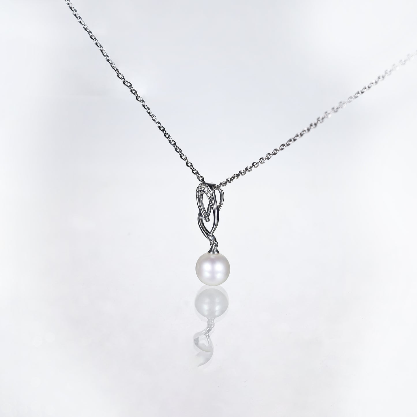 Pearl Dangle Drop Heart Diamond Pendant