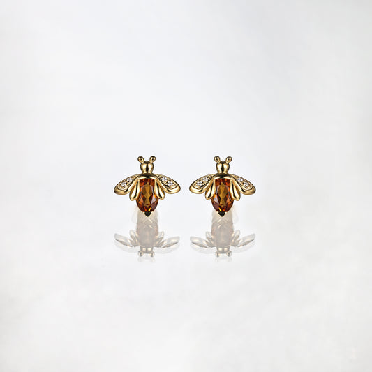Orange Bee Citrine Stud Earrings