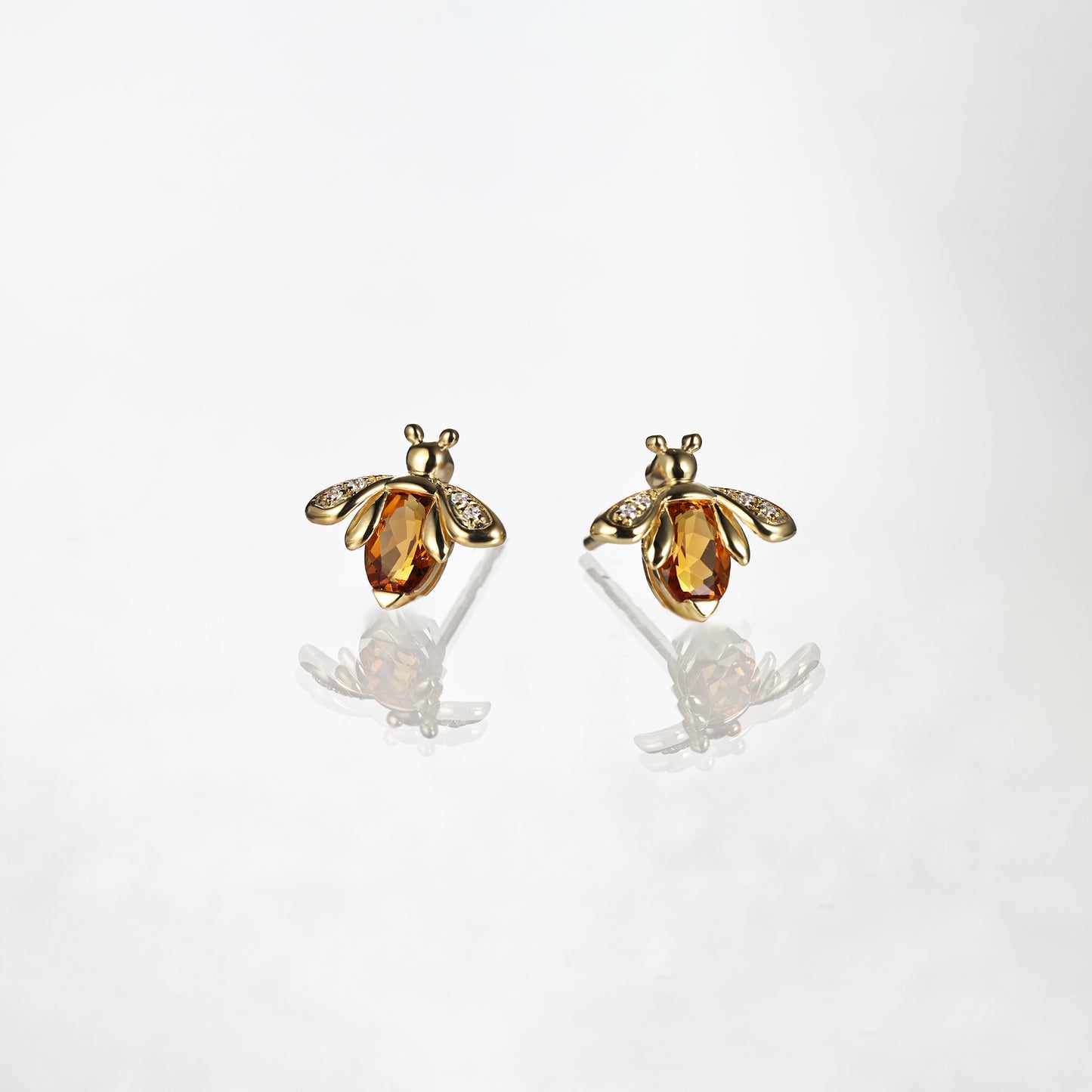 Orange Bee Citrine Stud Earrings