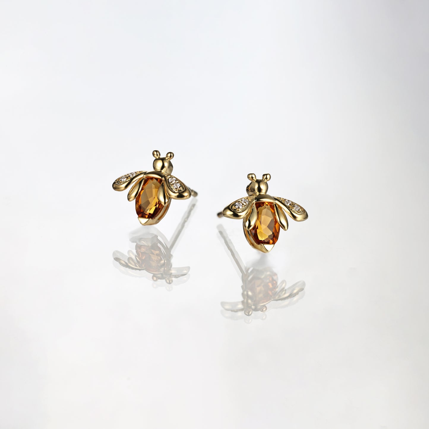 Orange Bee Citrine Stud Earrings