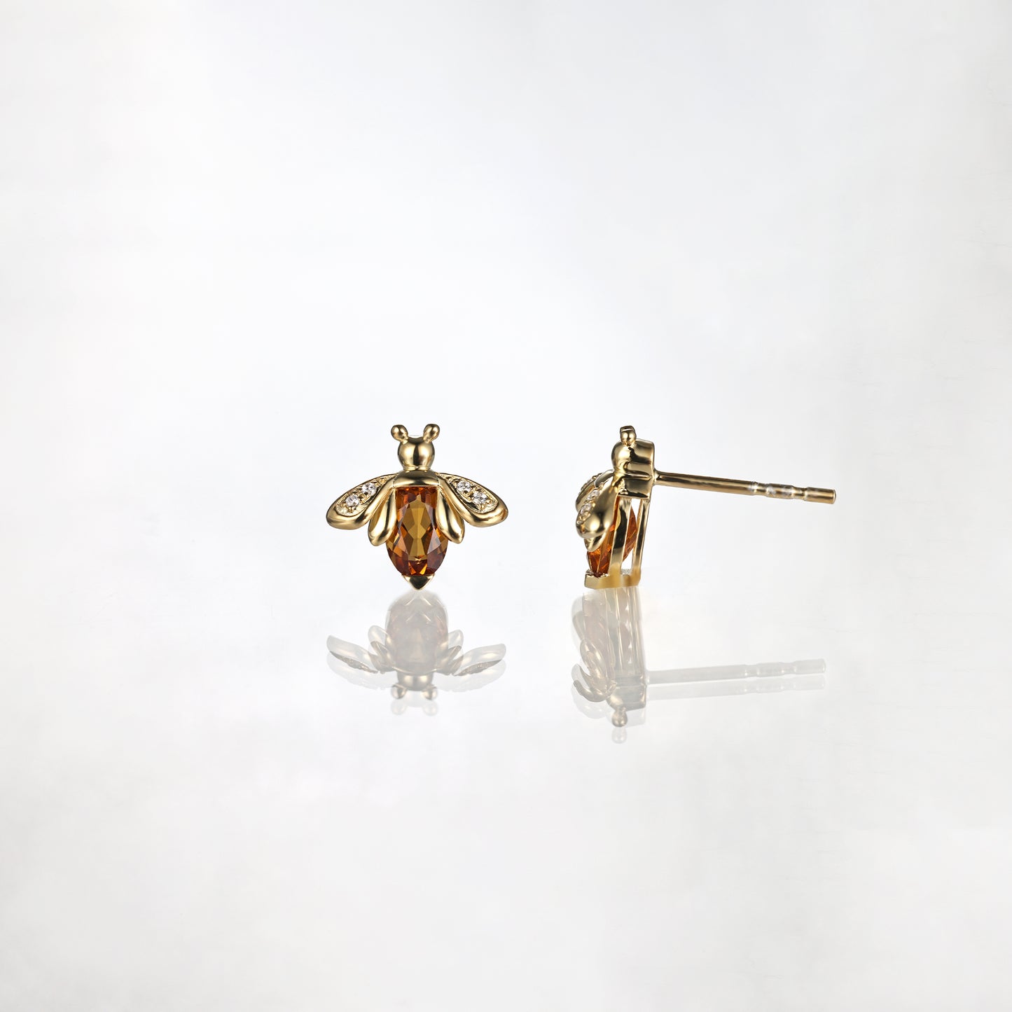 Orange Bee Citrine Stud Earrings
