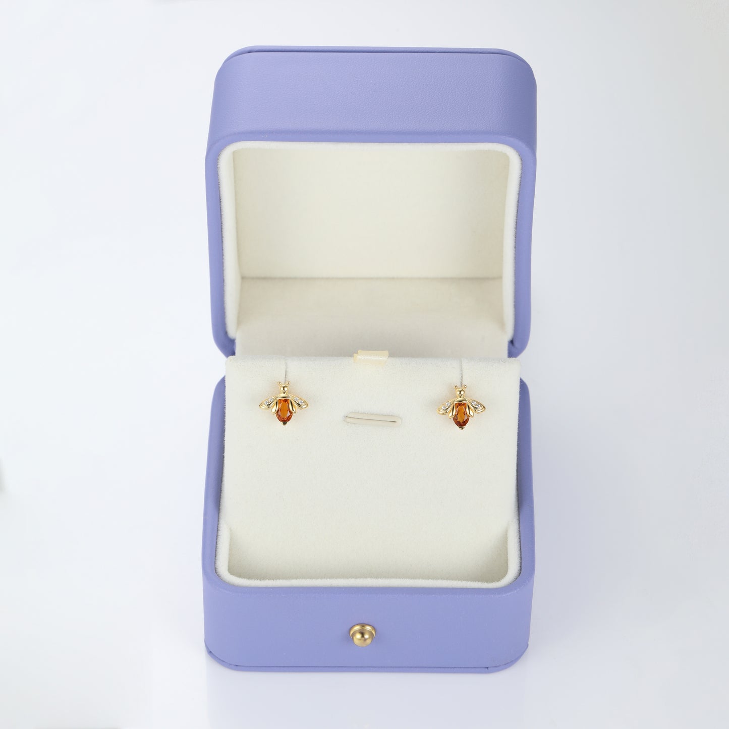 Orange Bee Citrine Stud Earrings