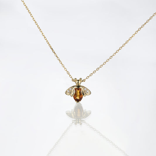 Bee Citrine Diamond Necklace