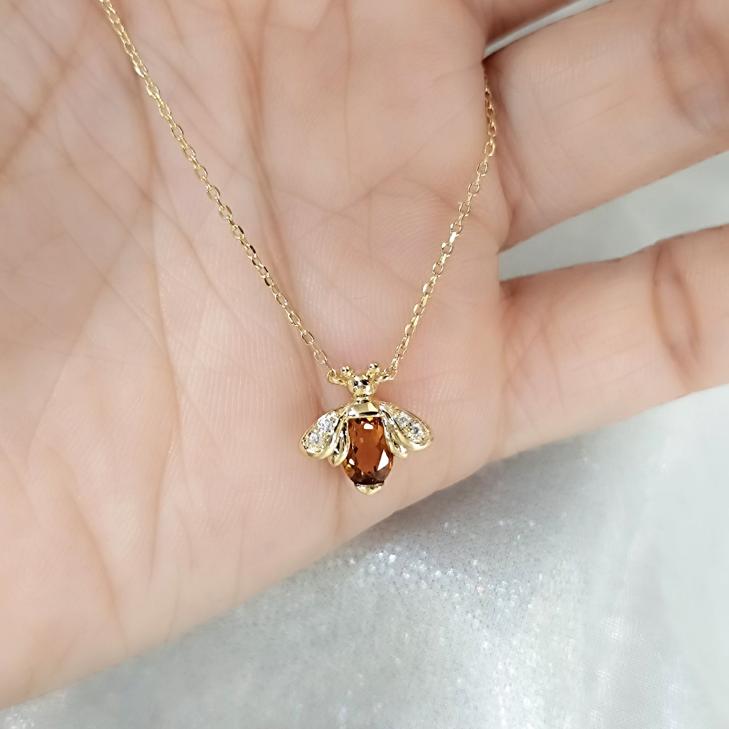Bee Citrine Diamond Necklace