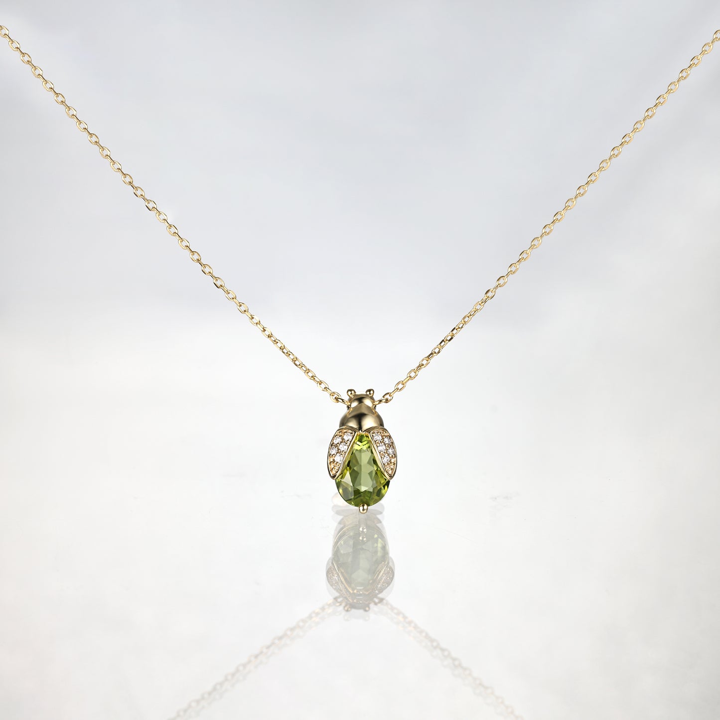 Oval Peridot Scarab Beetle Necklace