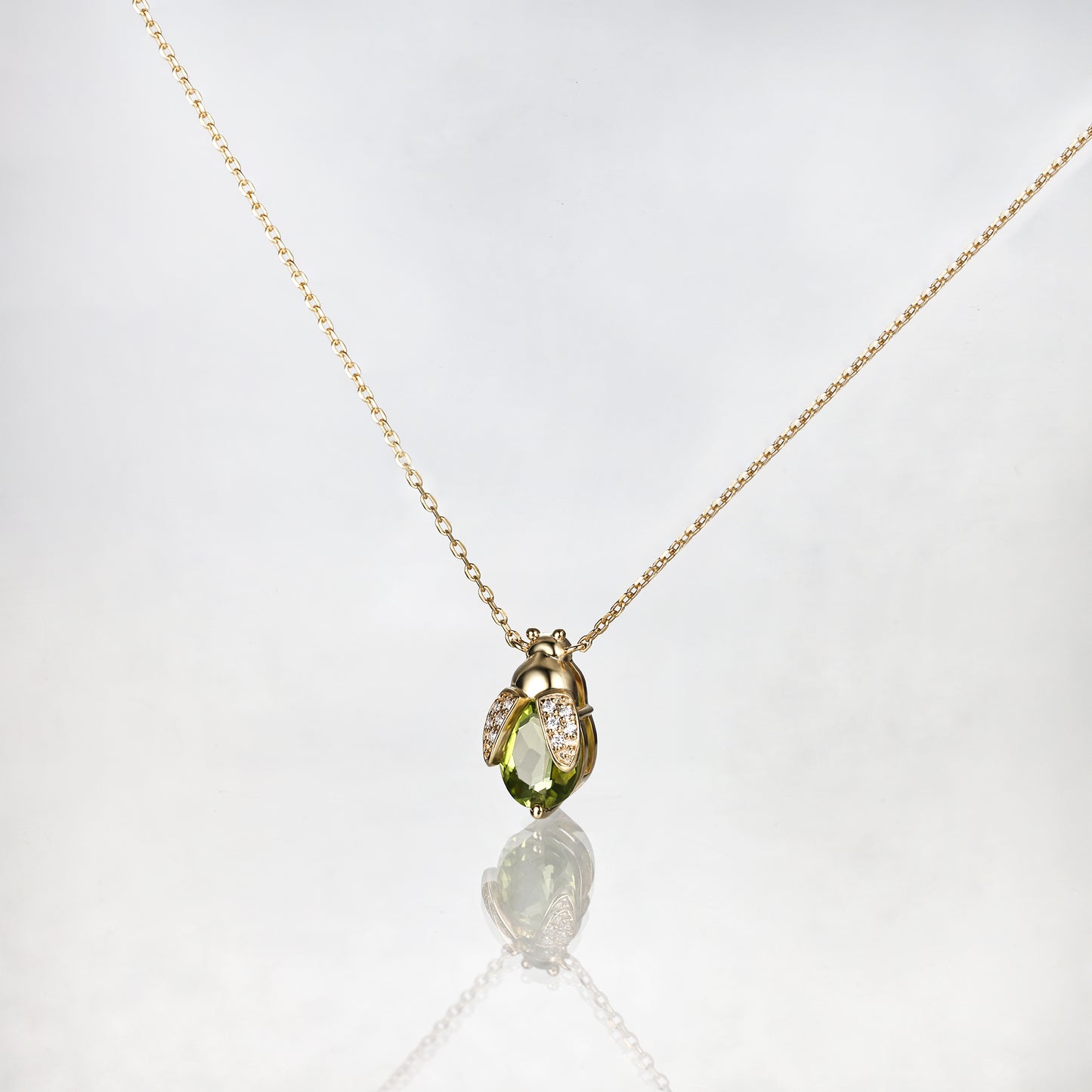 Oval Peridot Scarab Beetle Necklace