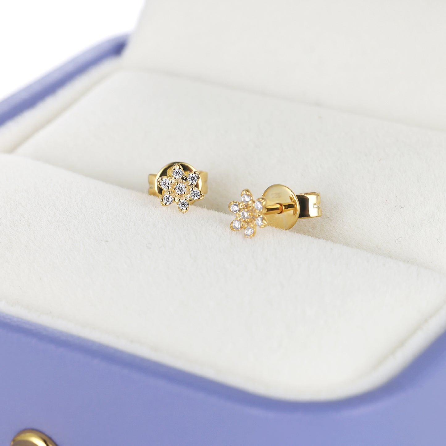 Dainty Diamond Floral Earrings