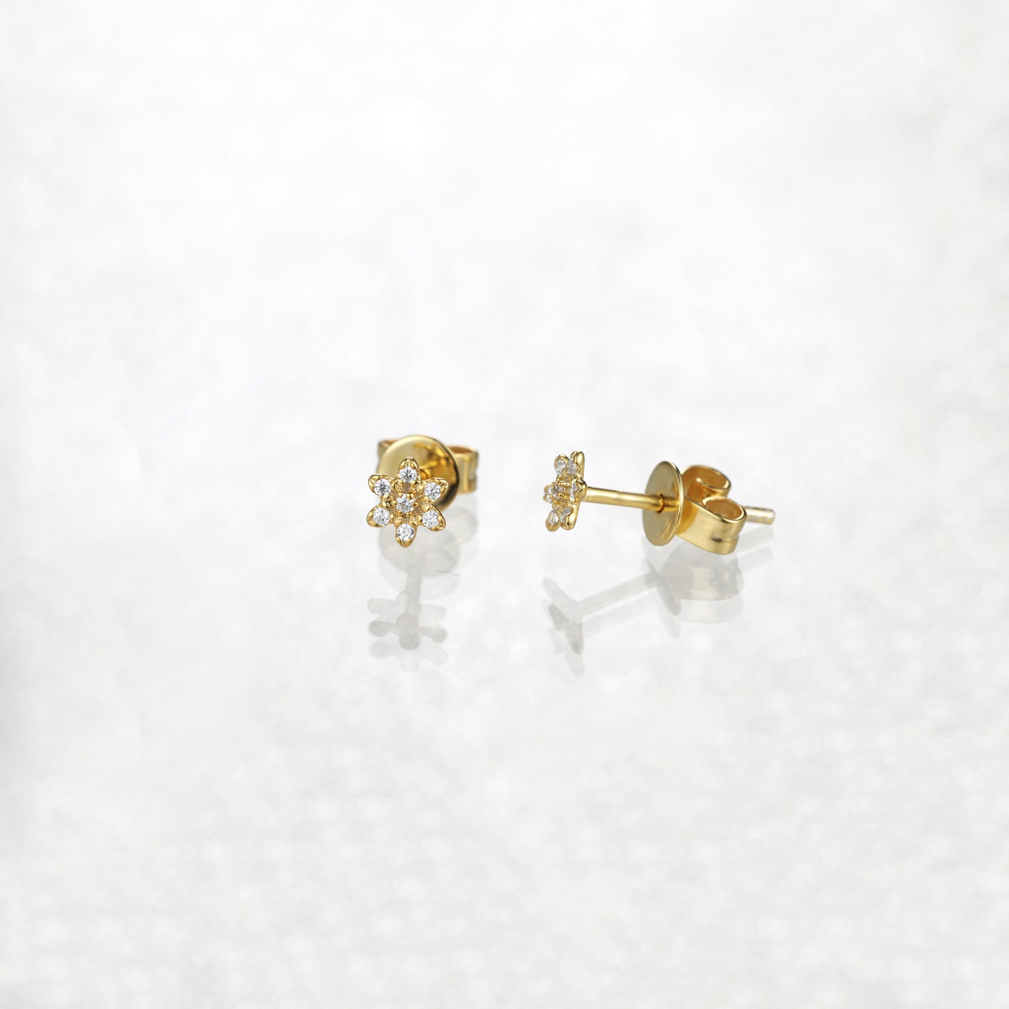 Dainty Diamond Floral Earrings