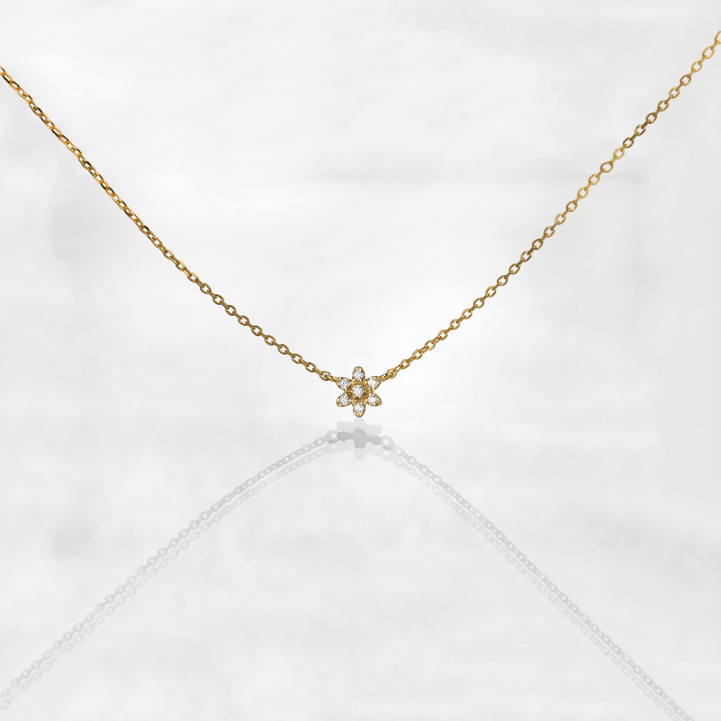 Dainty Diamond Flower Necklace