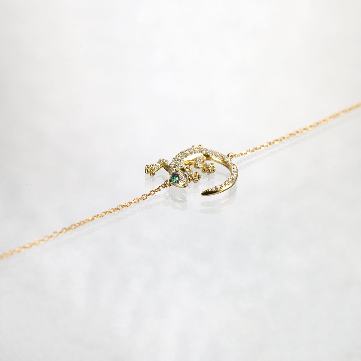 Gold Emerald Lizard Bracelet