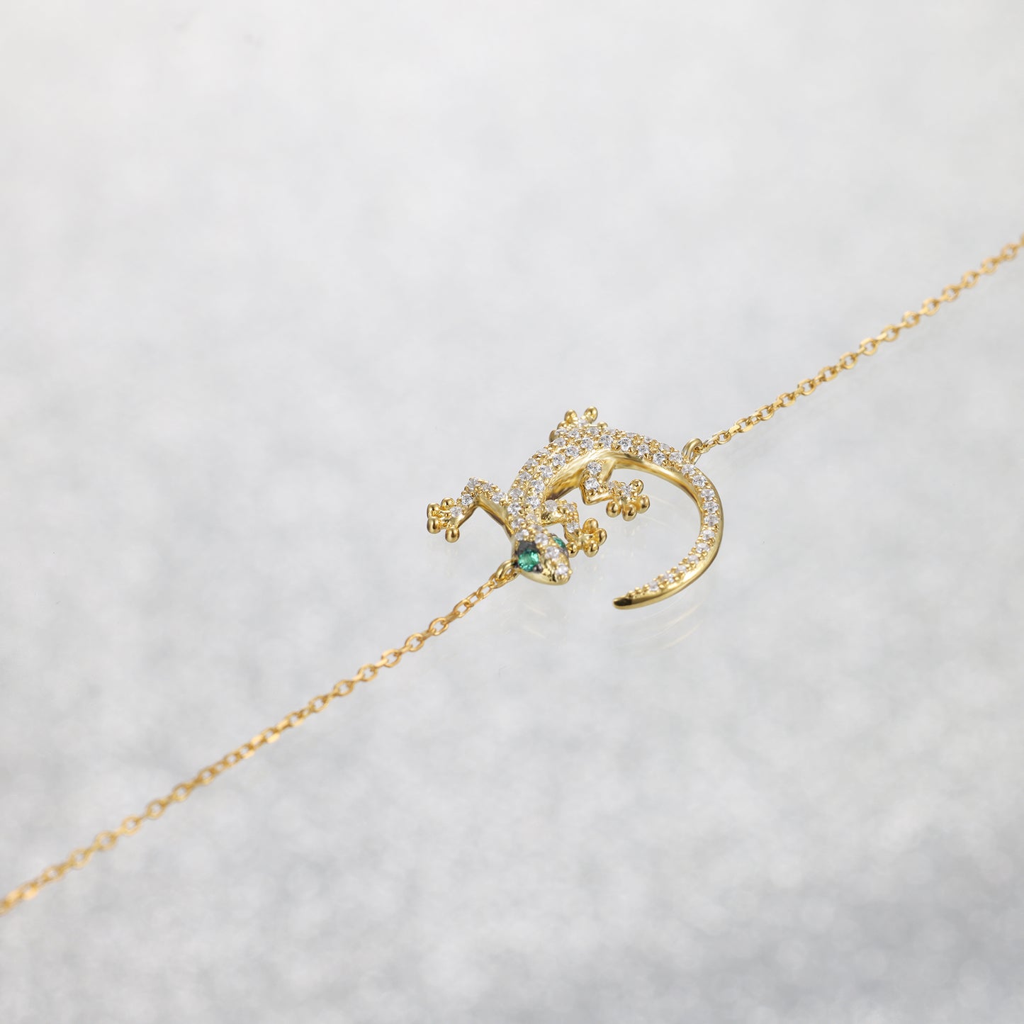 Gold Emerald Lizard Bracelet