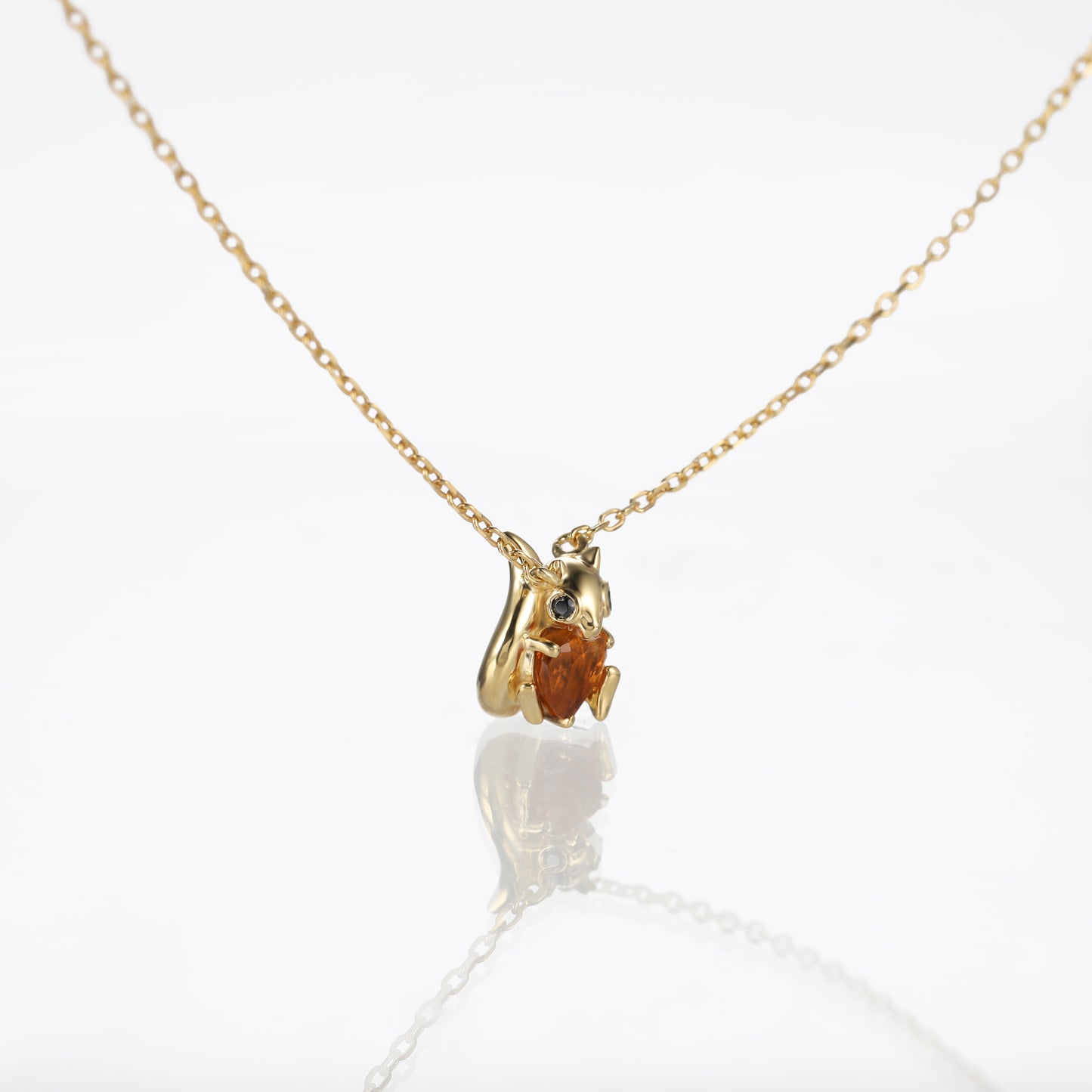Sterling Silver Citrine Squirrel Pendant