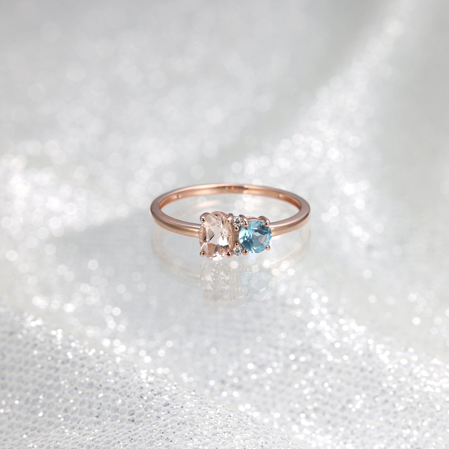 Blue Topaz Morganite Custome Ring