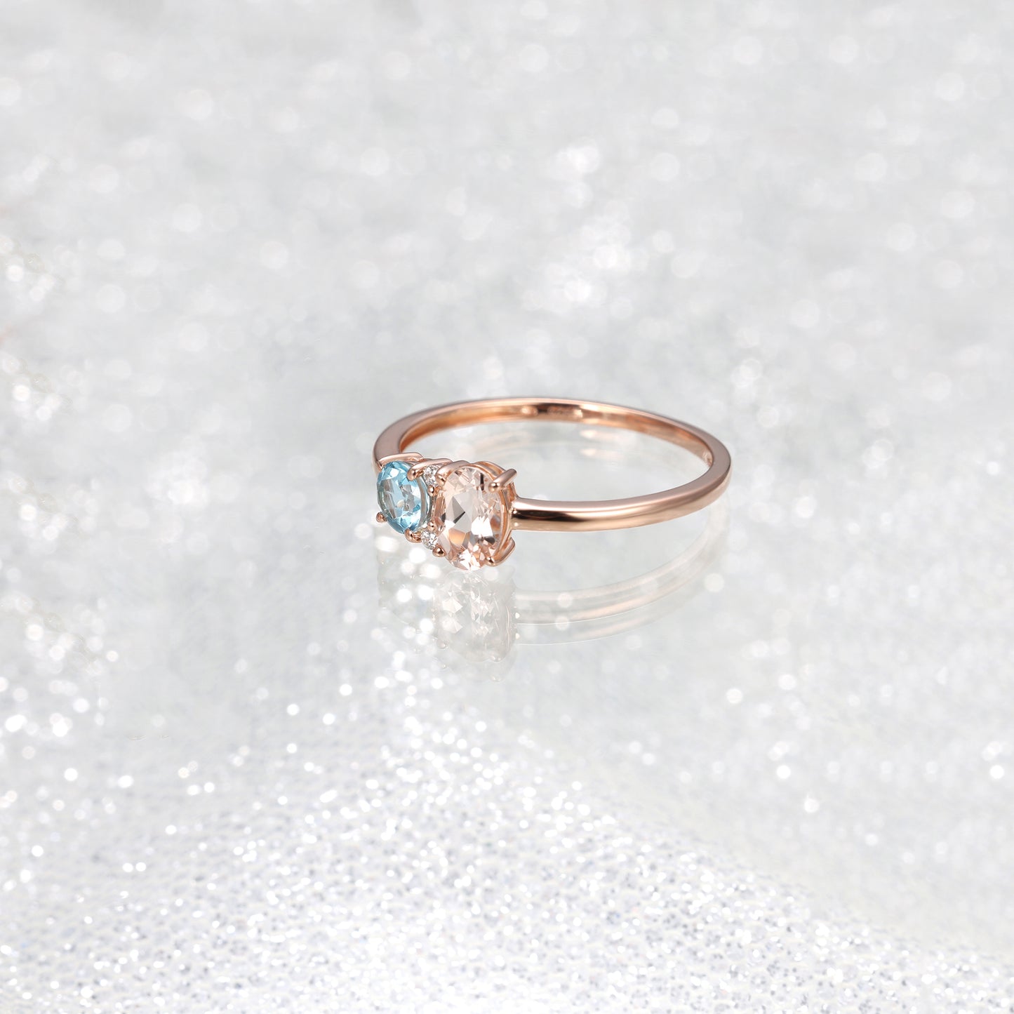 Blue Topaz Morganite Custome Ring