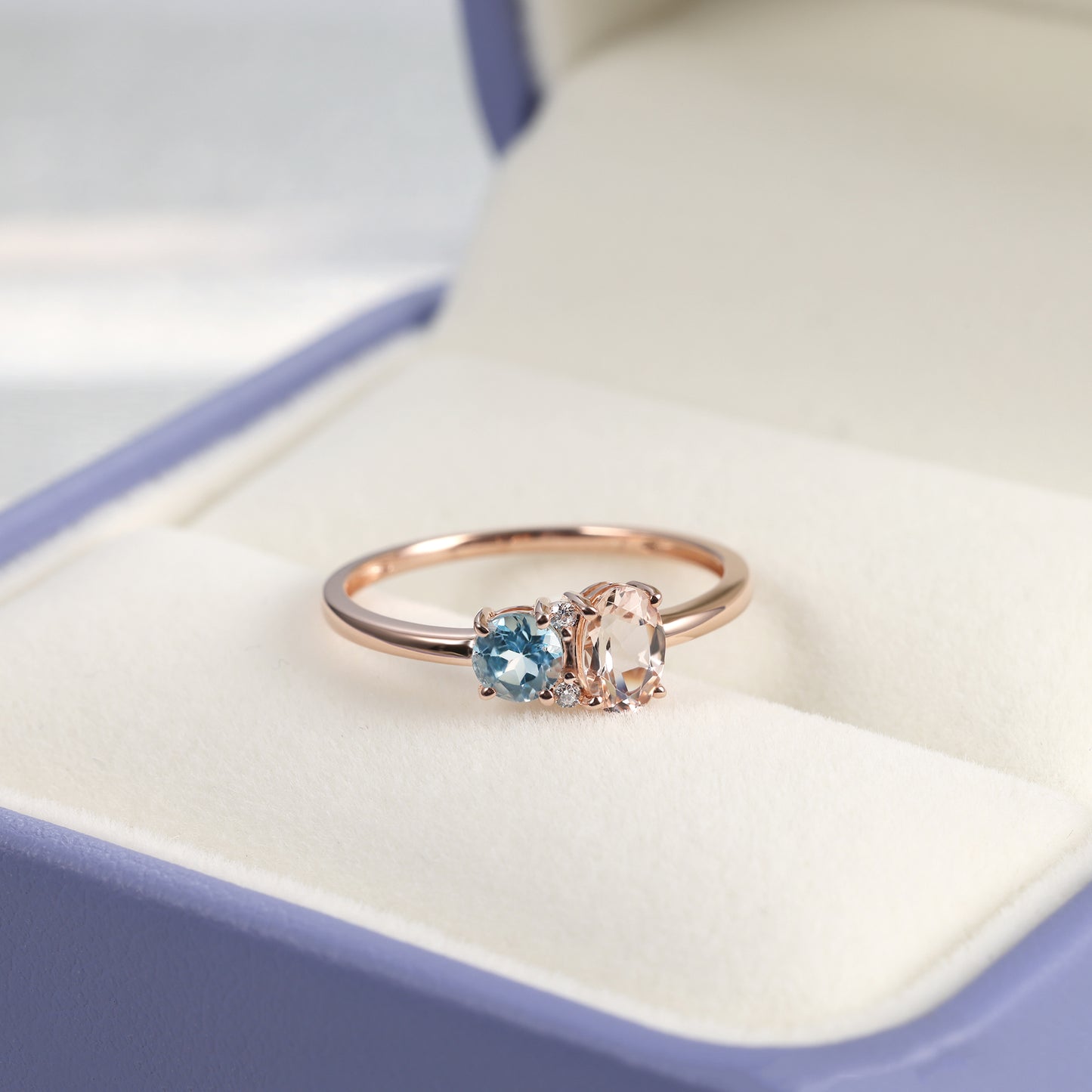 Blue Topaz Morganite Custome Ring