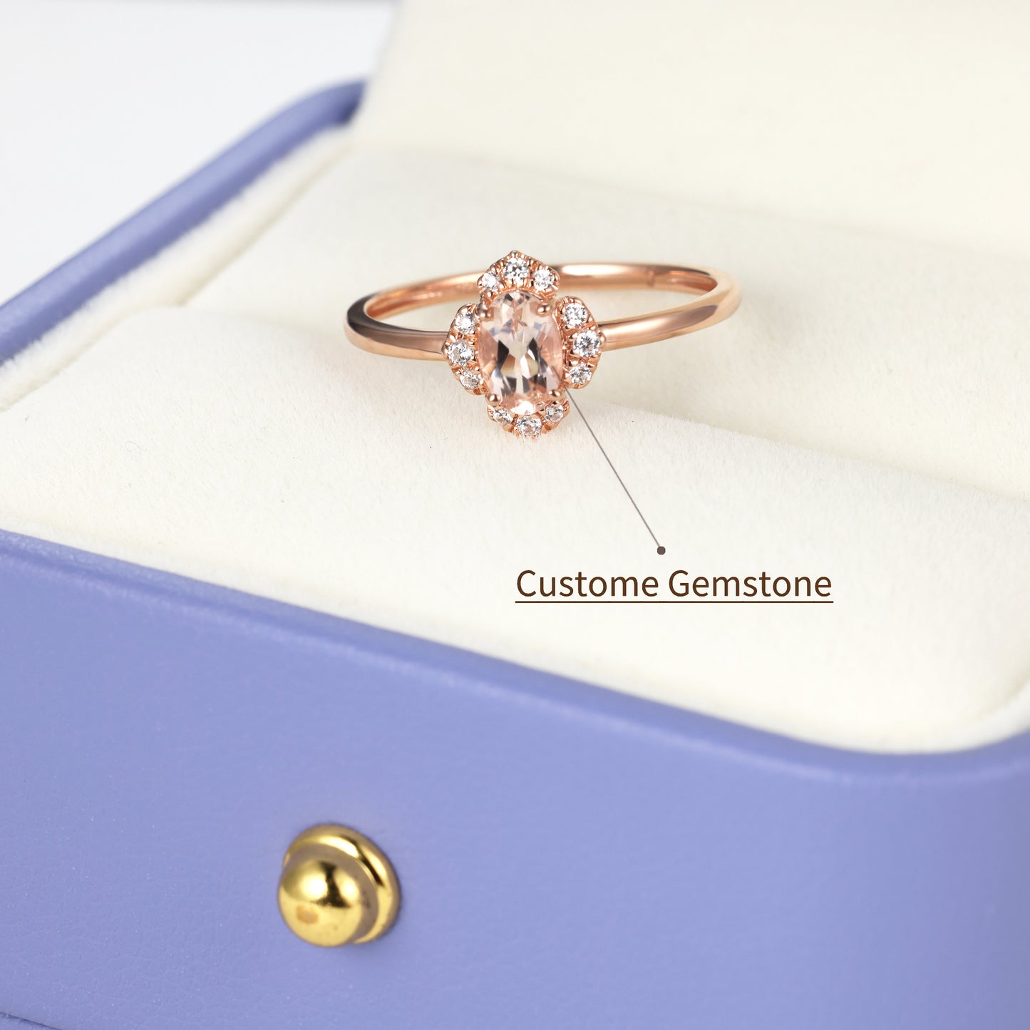 Oval Morganite Diamond Flower Ring