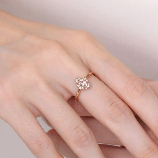 Oval Morganite Flower Ring (Instock)