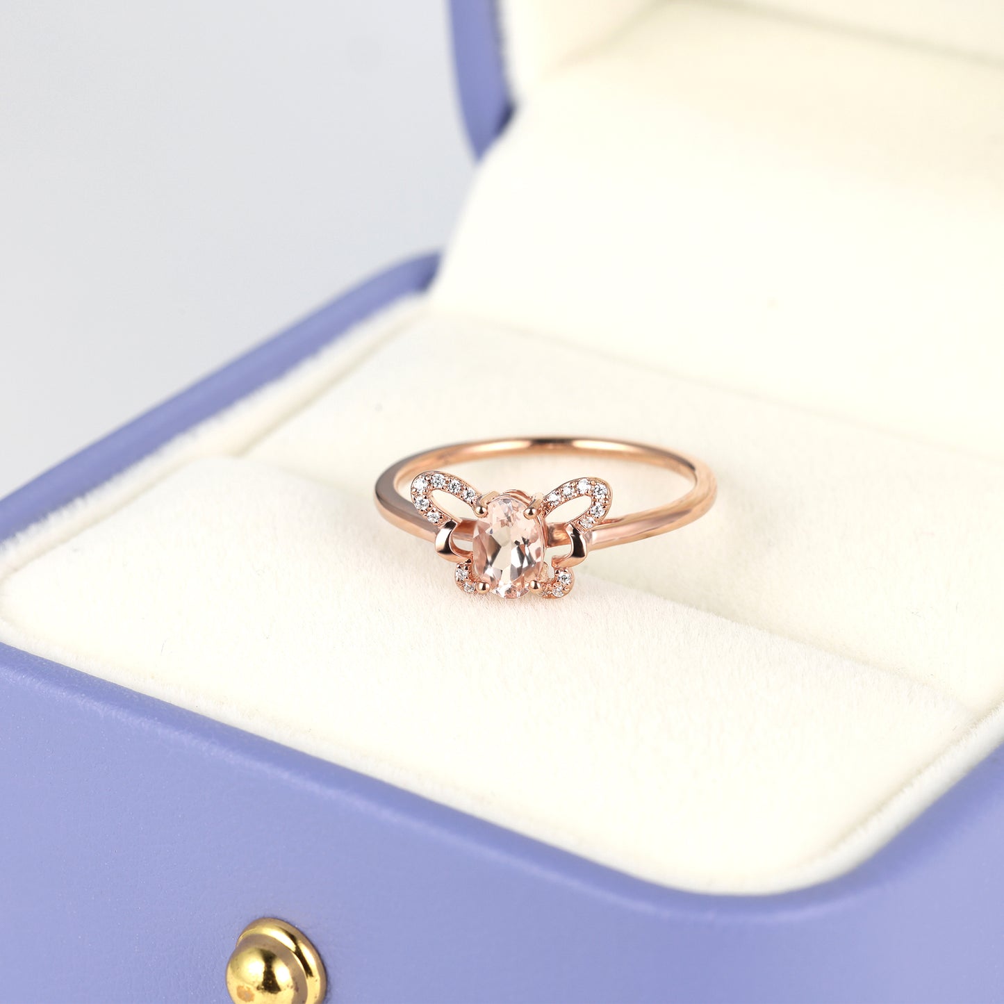 Oval Morganite Butterfly Ring