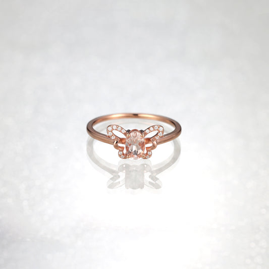 Oval Morganite Butterfly Ring