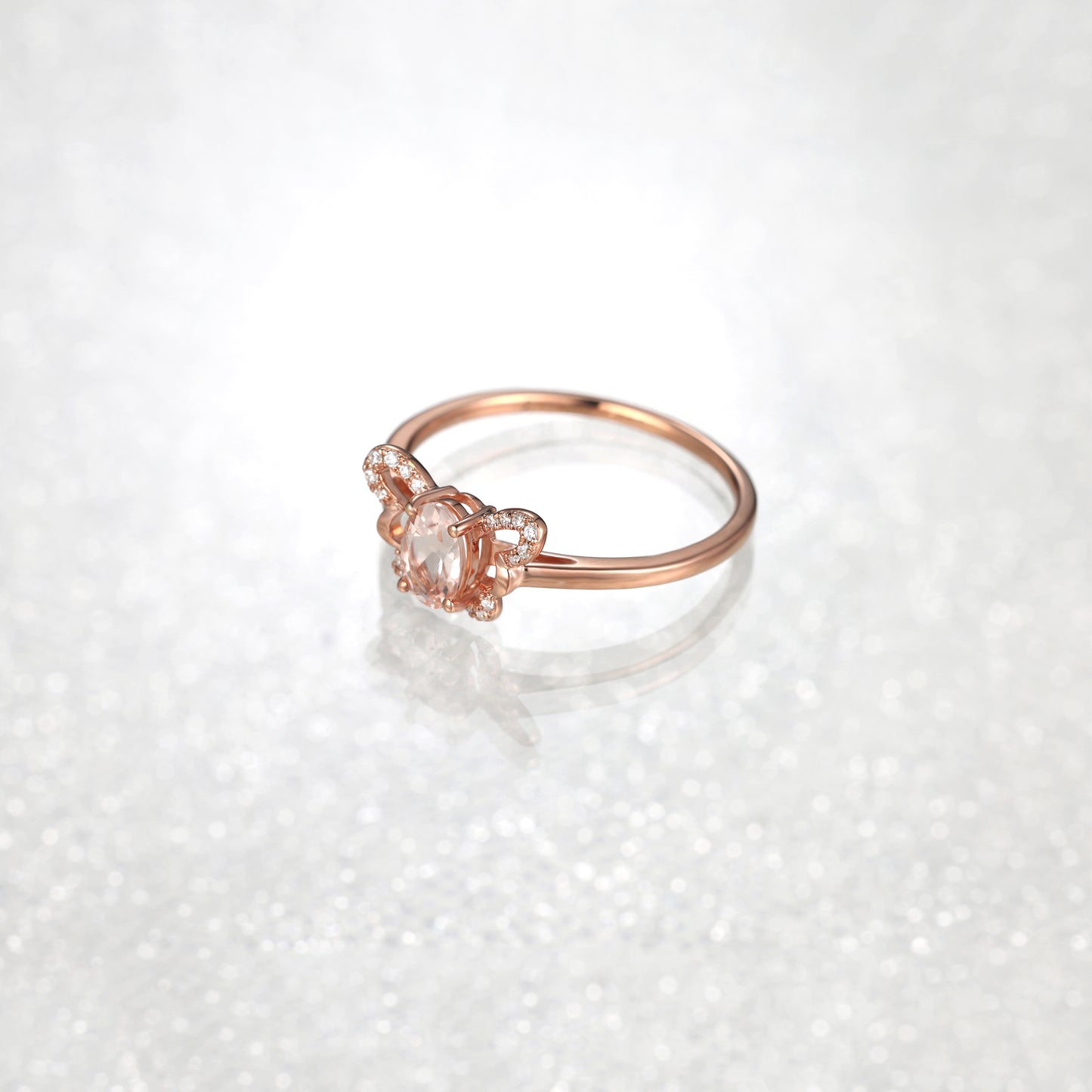 Oval Morganite Butterfly Ring