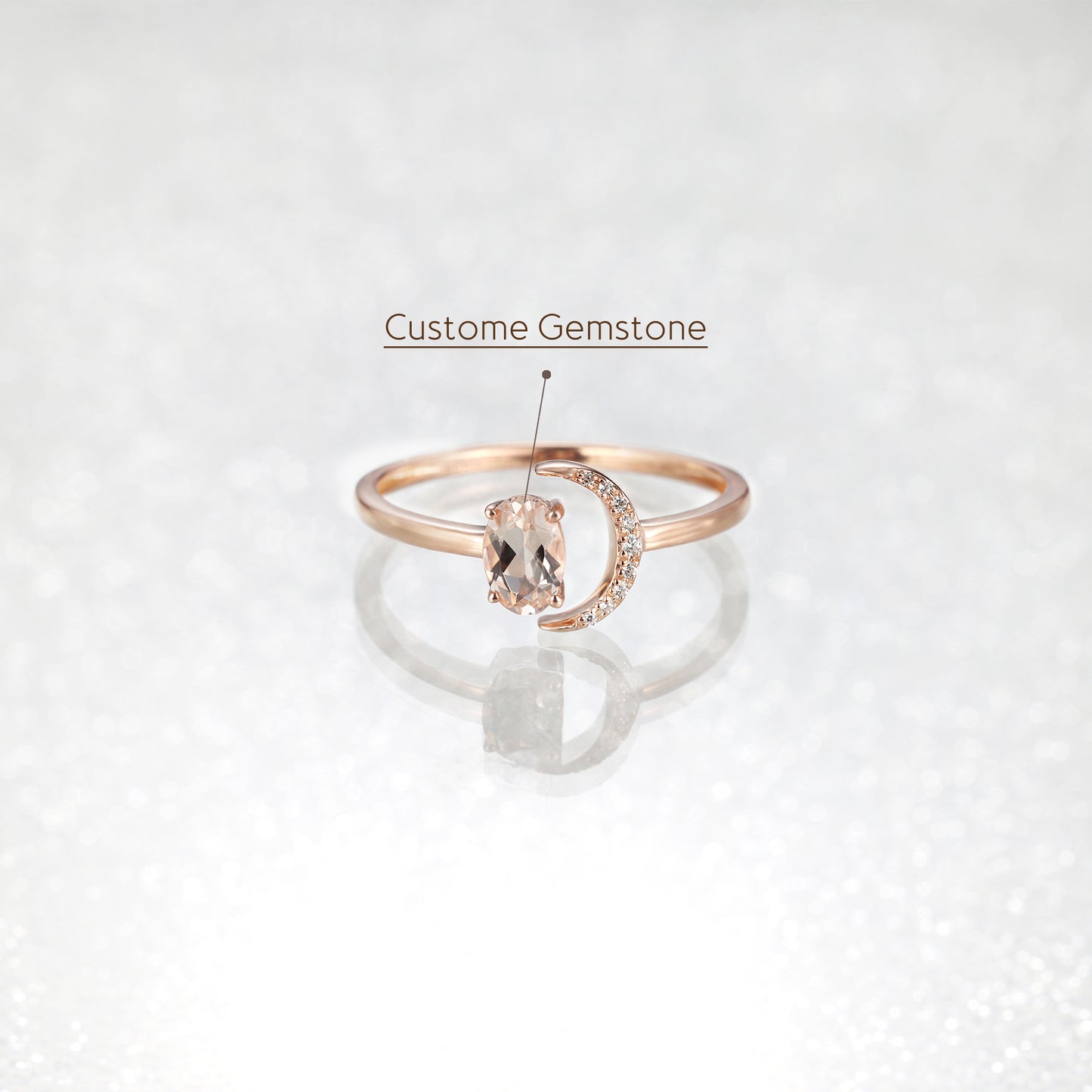 Oval Morganite Open Moon Ring