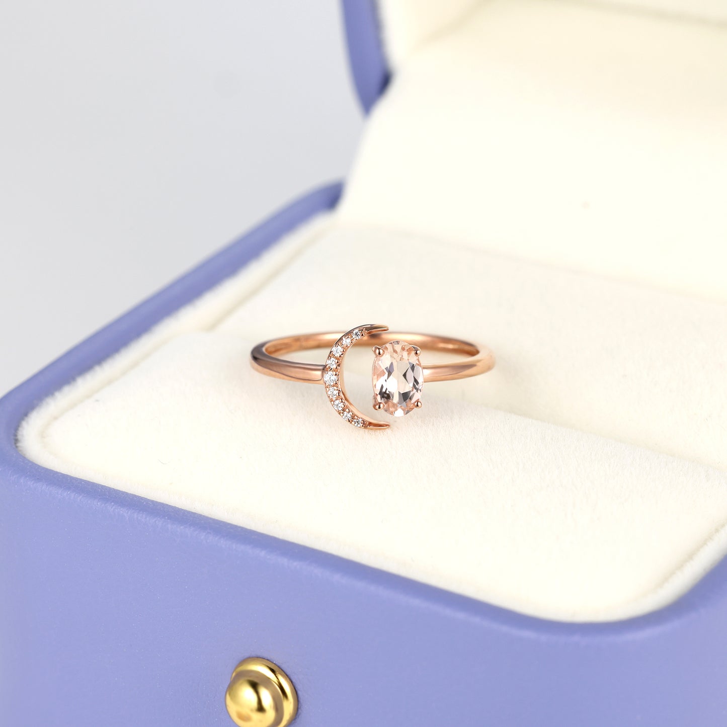 Oval Morganite Open Moon Ring