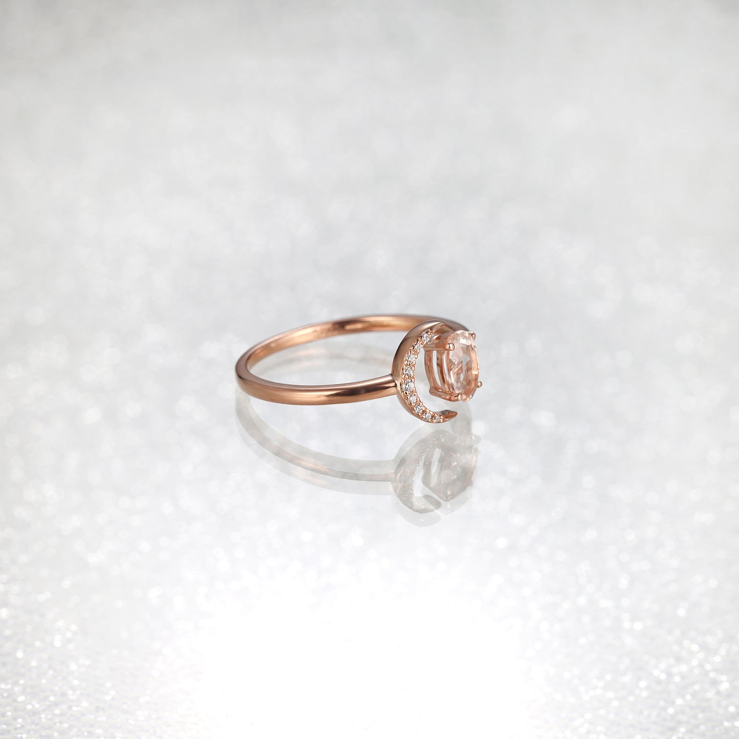 Oval Morganite Open Moon Ring